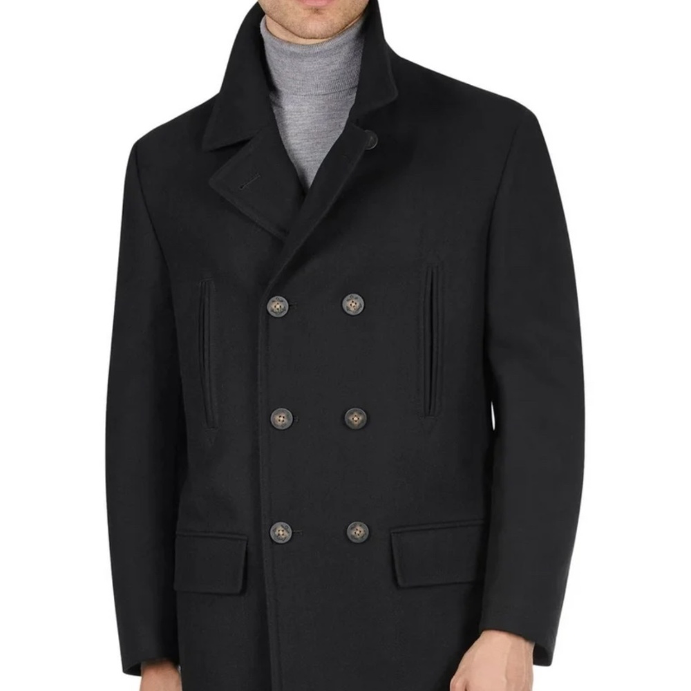 $450 Michael Kors Wool Pea Coat Nautical Buttons Embossed Men’ Size 36S